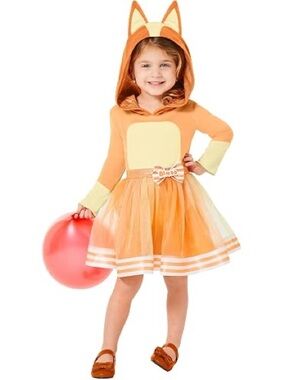 Bluey Bingo Dog Dress Costume Hooded 2T Orange Halloween Cosplay